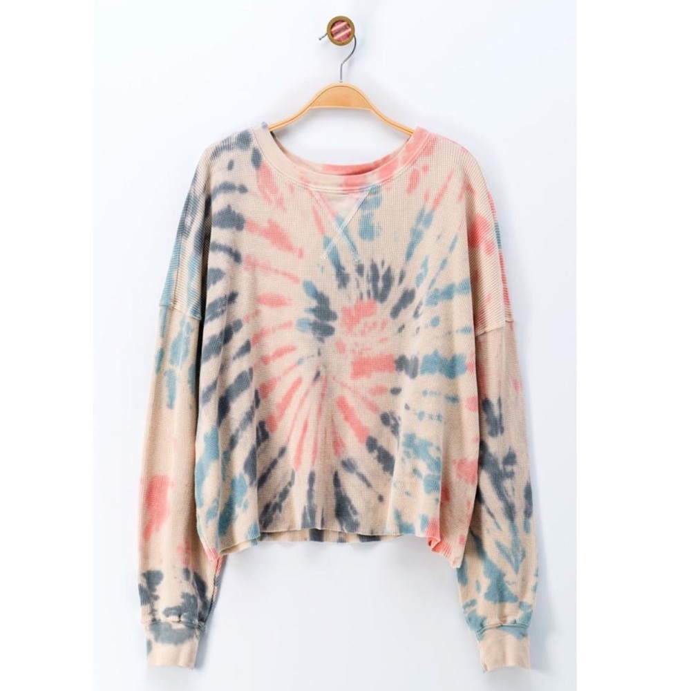 Last 1οΈβ£ Splatter Tie Dye Waffle Knit Top - Picture 6 of 7